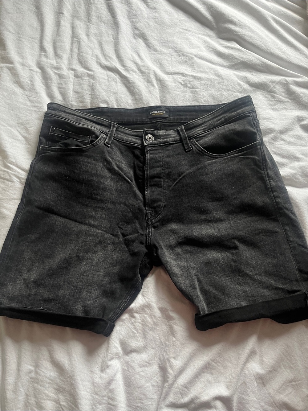 Jack & Jones Black Denim Jean Shorts